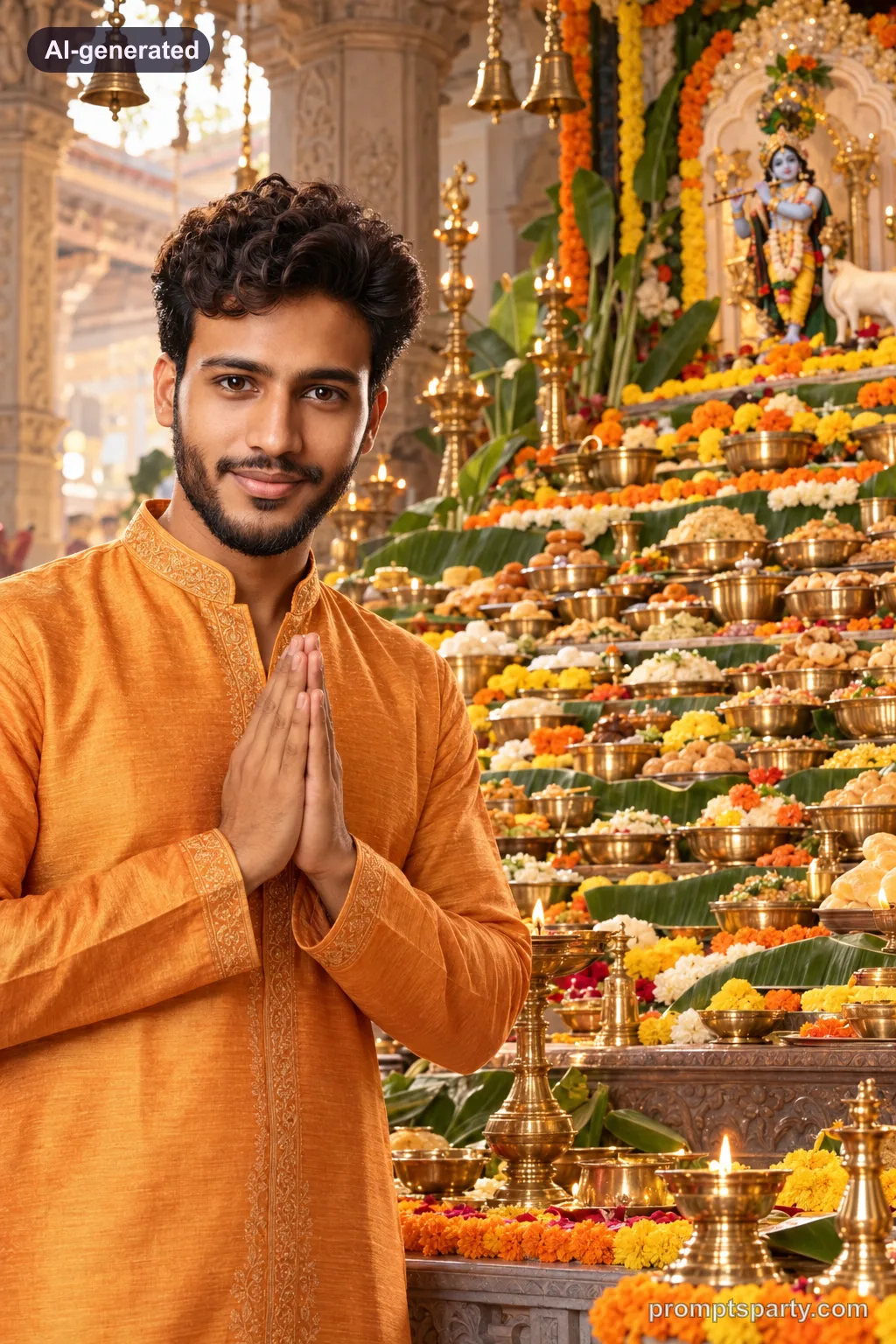 Vikram participating in Govardhan Puja Annakut feast with Chhappan Bhog offerings, ChatGPT version